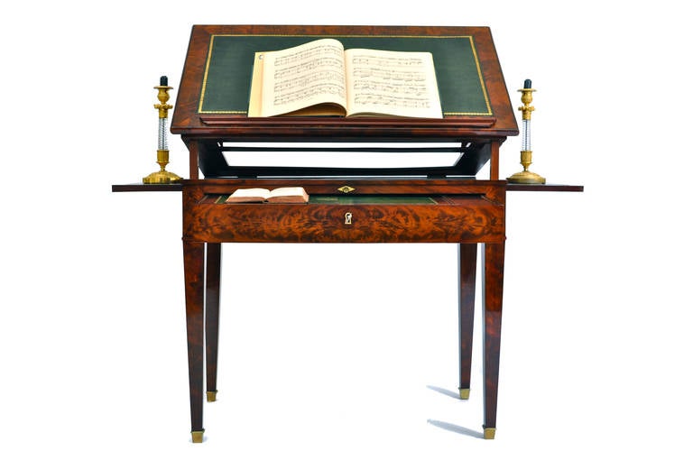 19th Century Architect Table, French Mahogany and Flamed Mahogany In Excellent Condition In Lisbon, PT