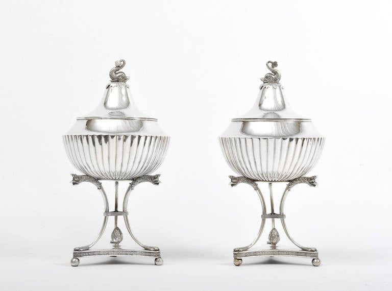 19th century pair of Swedish silver bowls.