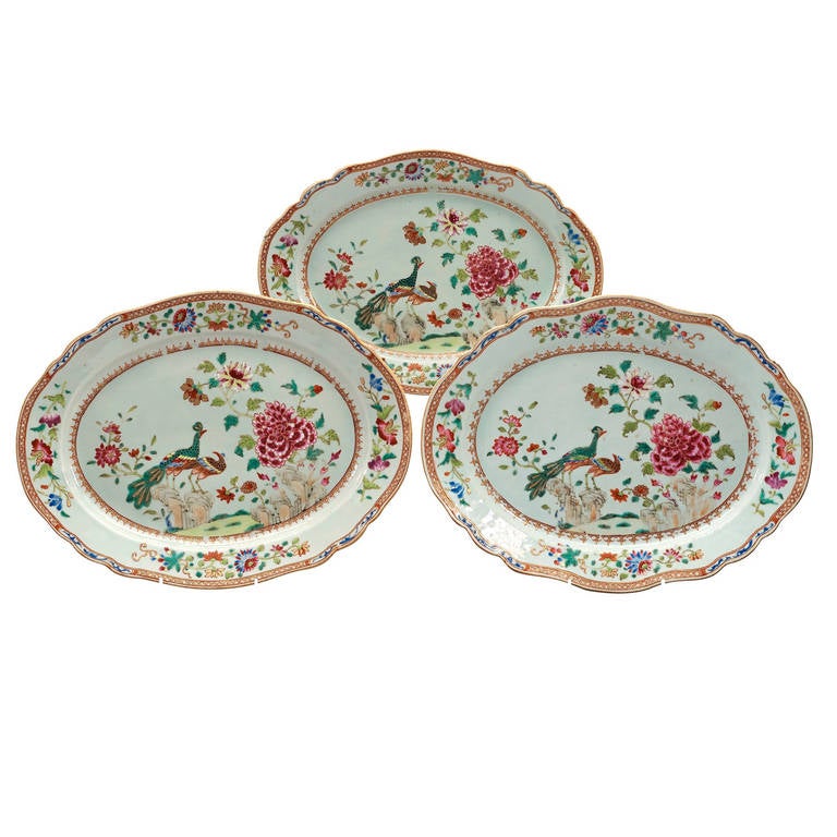 18th Century Pair of Platters and Platter, Chinese Export Porcelain For ...