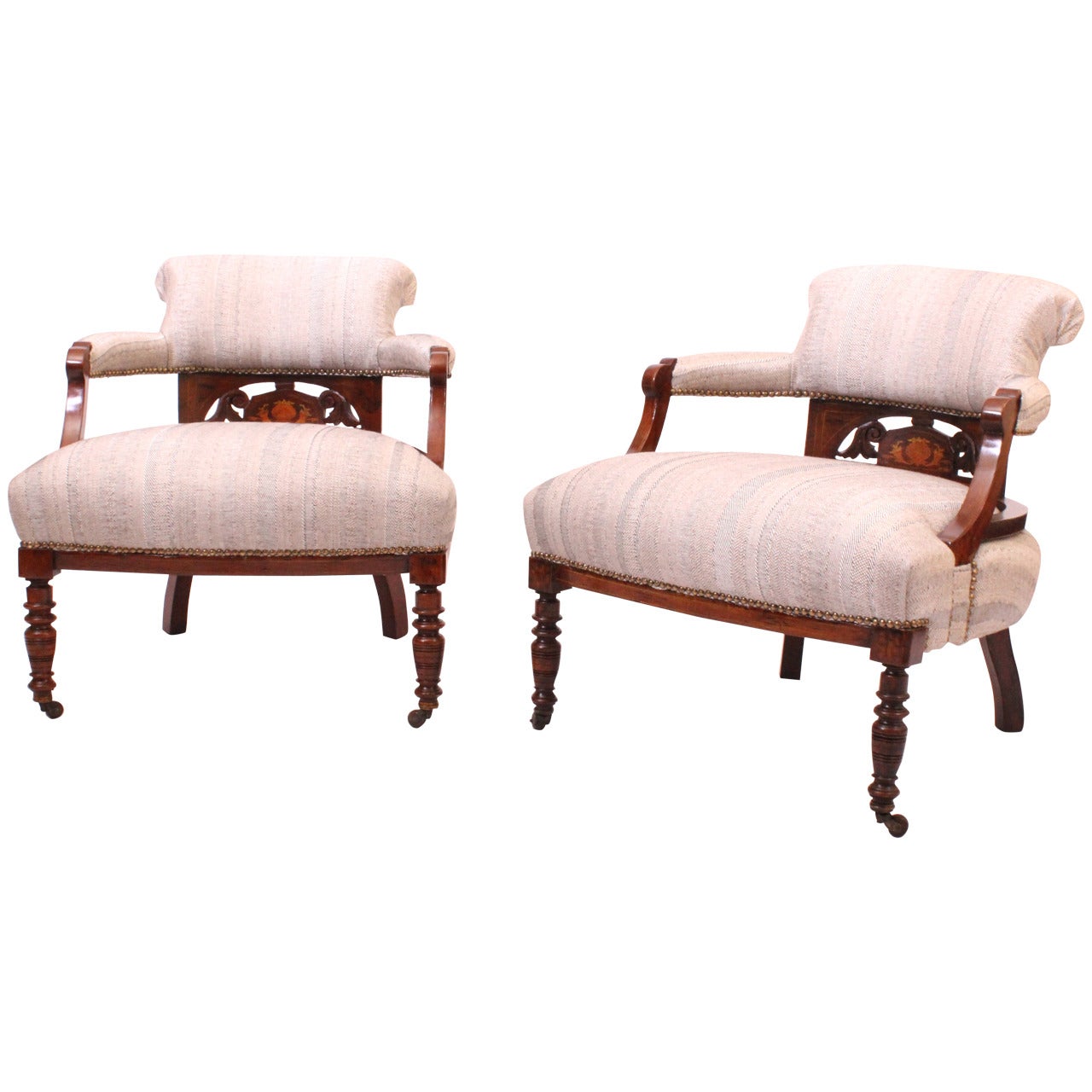 19th Century Pair of Rosewood Tub Chairs For Sale
