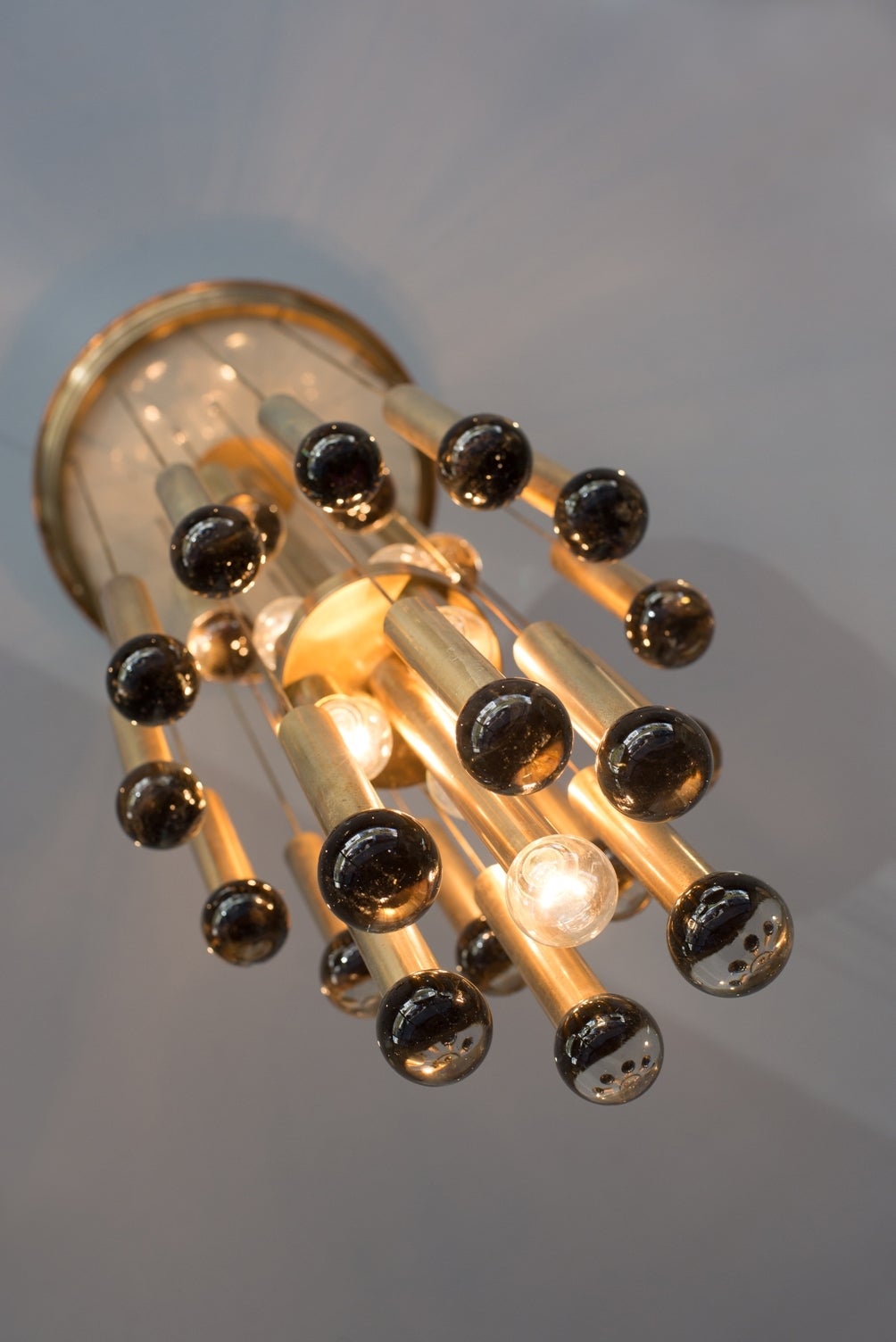Italian Anodized Aluminium and Transparent Glass Balls Chandelier In Good Condition In Porto, PT