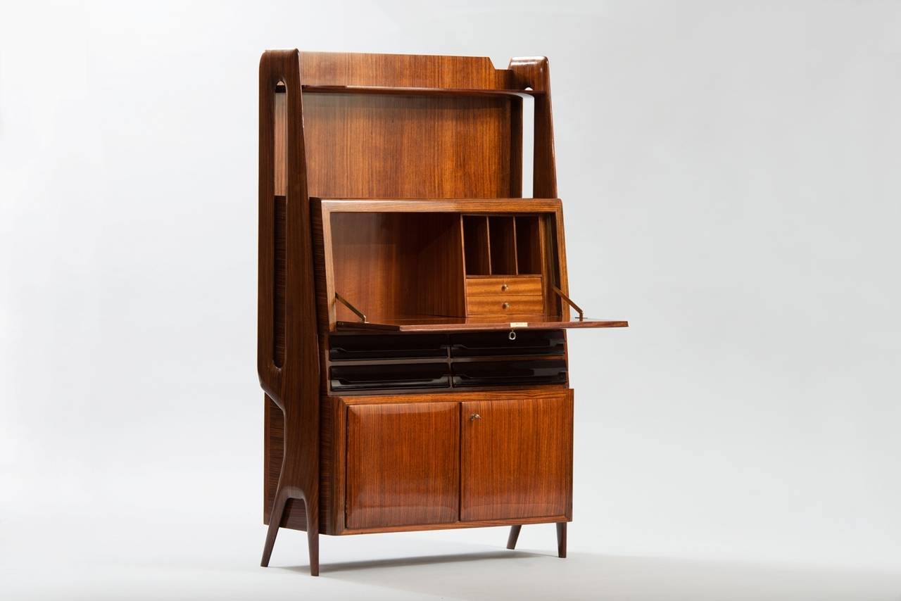 Rosewood high cabinet with drop front desk.