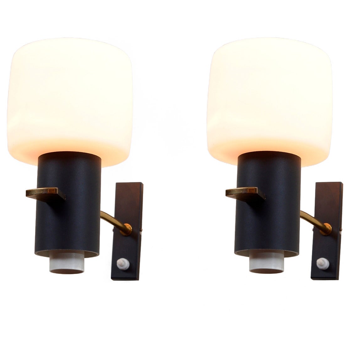 Boris Lacroix Attributed Midcentury Pair of Wall Lamps