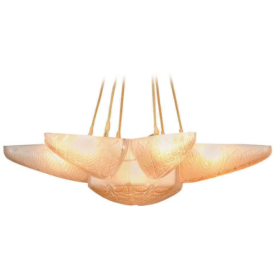 René Lalique Large Noisetier Chandelier