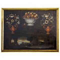 17th Century Still Life with Hunting Scene, Oil on Canvas Painting