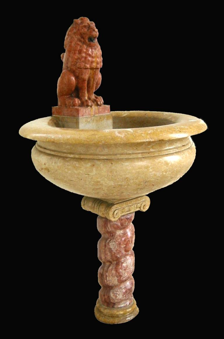 19th Century Fontaine in Various Marbles Depicting a Lion