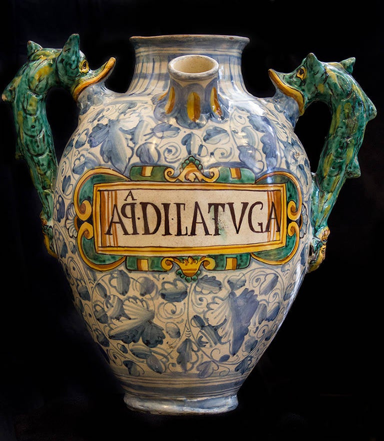 17th Century Italian Ceramic Pharmacy Vase, Monte di Lupo