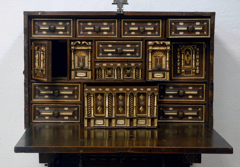18th Century and Earlier 17th Century Spanish Bargueño in Walnut Wood For Sale