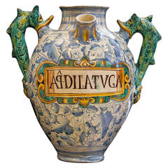 17th Century Italian Ceramic Pharmacy Vase, Monte di Lupo