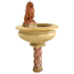19th Century Fontaine in Various Marbles Depicting a Lion