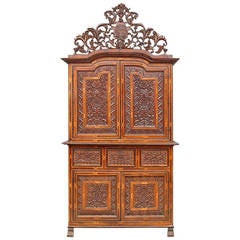Late 17th-Early 18th Century Peruvian Cupboard Made of Exotic Woods Inlaid