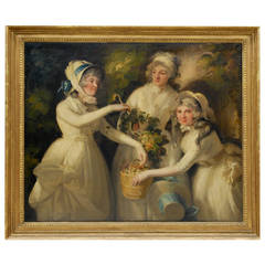 John Russell Painting Depicting Miss Caroline May and Her Aunts, 18th Century