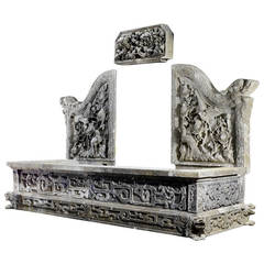Fontaine chinoise impériale du XVIIIe siècle sculptée en marbre blanc