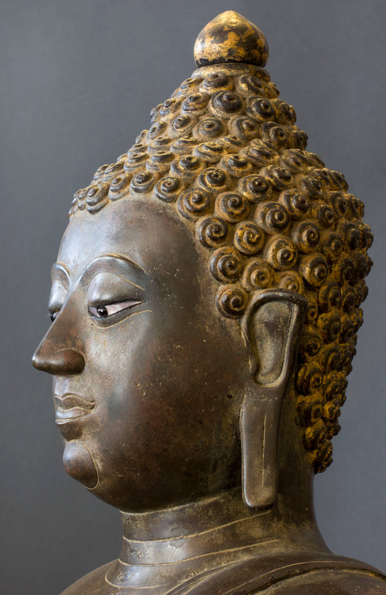 14th-15th Century Thai, Chien Seng Bronze, Big Buddha Sculpture For Sale 1
