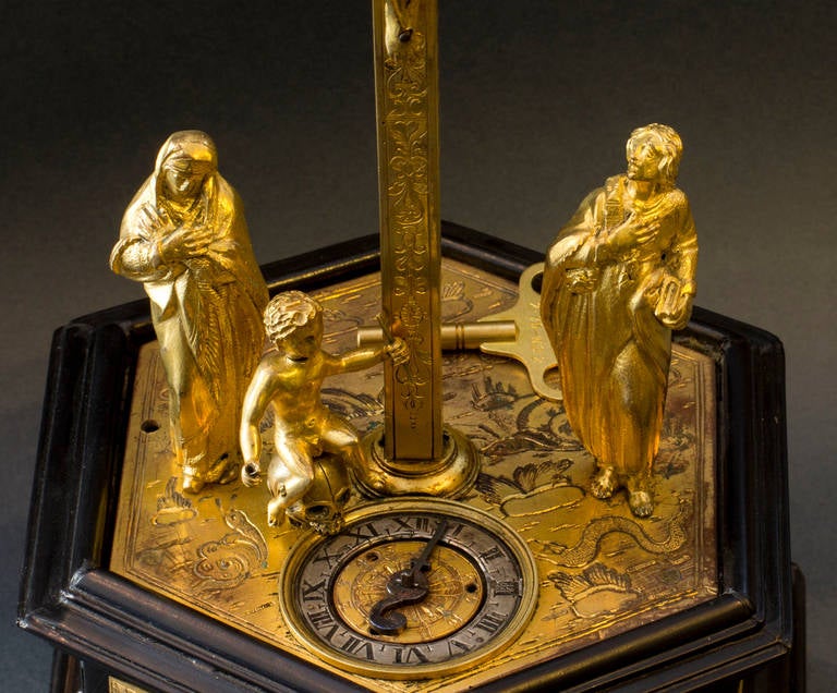 Ormolu 17th Century Gilded Bronze German Automaton Clock For Sale