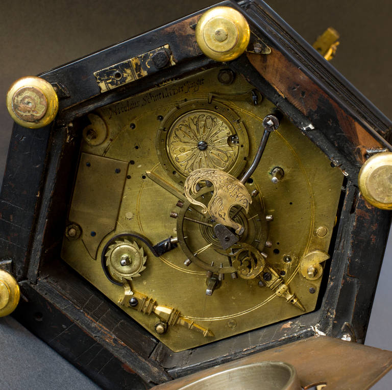 17th Century Gilded Bronze German Automaton Clock For Sale 3