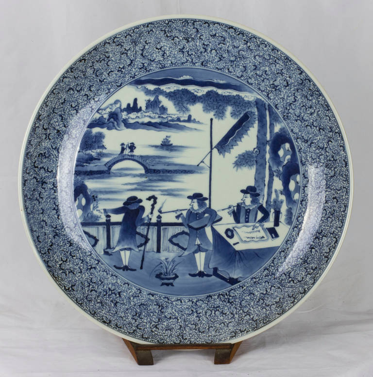 Japanese Dish with Dutch Figures, Meiji Period