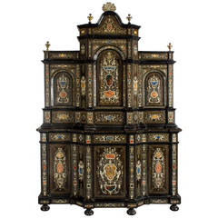 19th Century High Quality Milanese Furniture with Ebony and Pietra Dura Inlaid