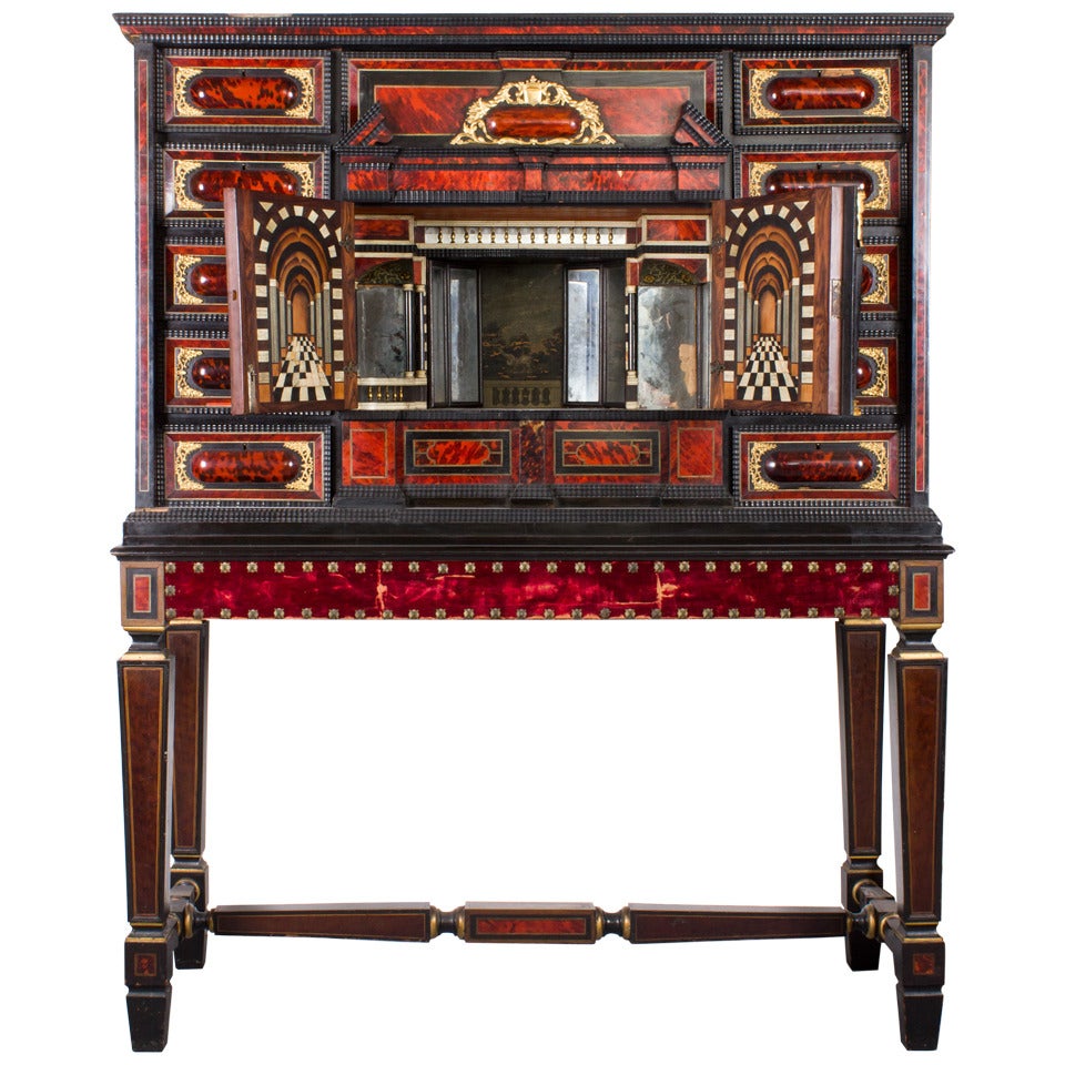 17th Century Flemish (Amberes) Cabinet un Tortoise Shell and Ebony For Sale