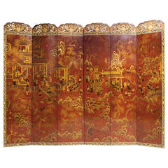 19th Century Chinese Folding Screen with European Characters