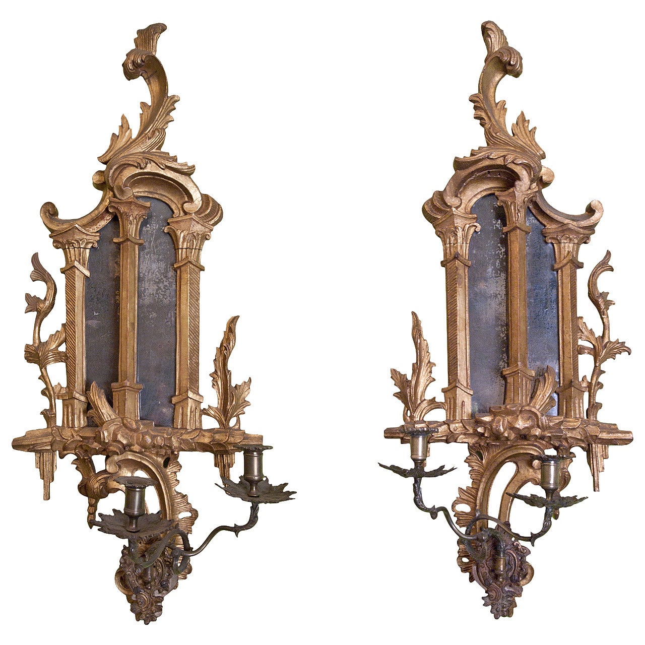 Pair of 18th Century Two-Light Sconces For Sale