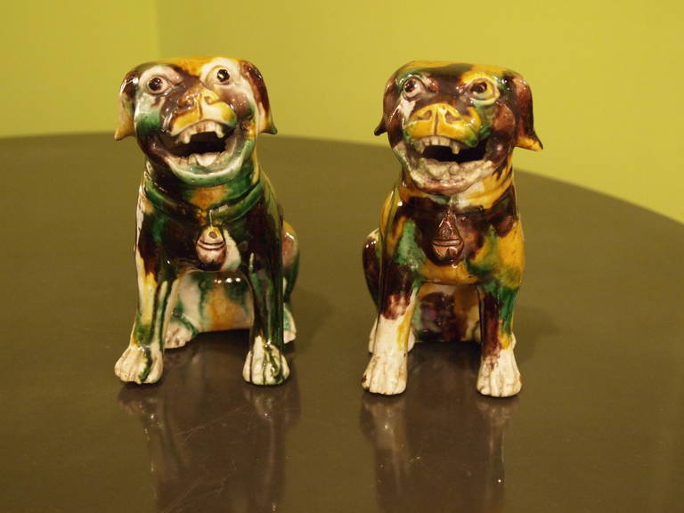 Pair of 18th Century Chinese Stoneware Dogs