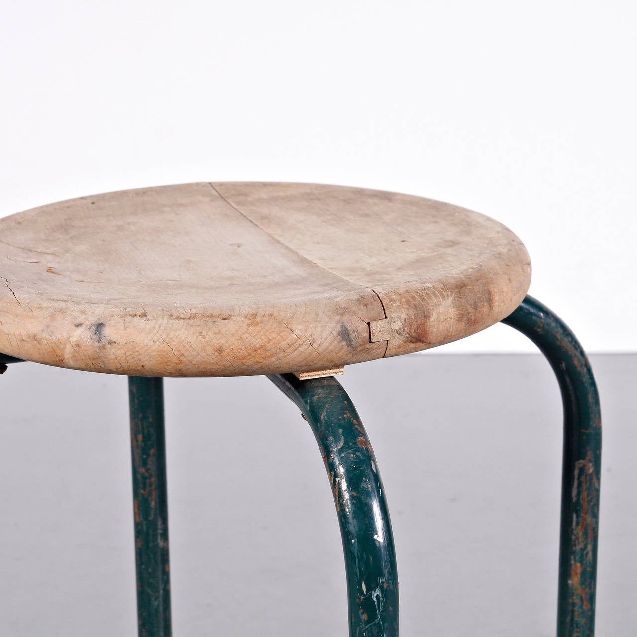 Mid-Century Modern Industrial Stool in the Manner of Jean Prouvé Stool, circa 1950
