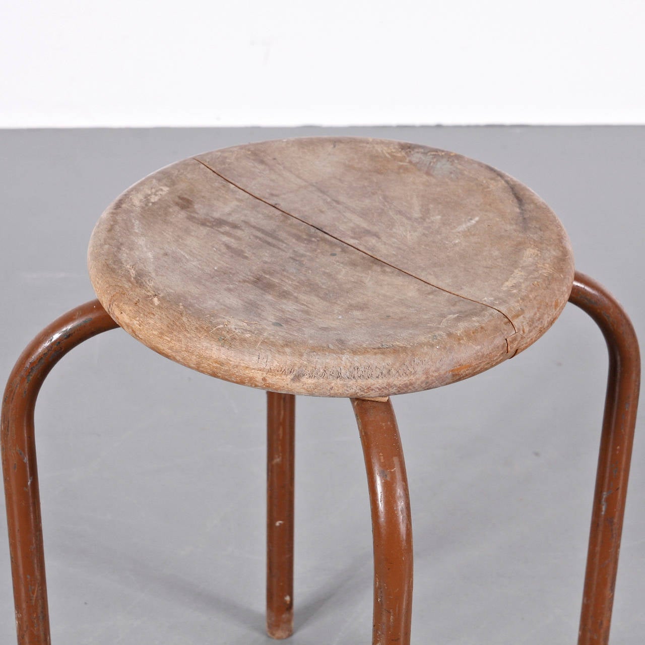 Mid-20th Century Industrial Stool in the Manner of Jean Prouvé Stool, circa 1950