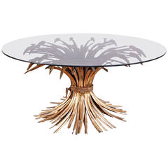 French Gilt "Sheaf of Wheat" Table in the Style of Coco Chanel