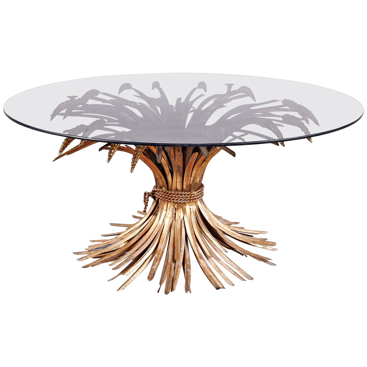 French Gilt "Sheaf of Wheat" Table in the Style of Coco Chanel