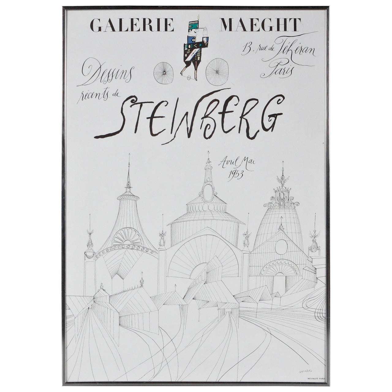 Siebdruckplakat aus der Steinberg-Ausstellung in der Galerie Maeght, 1953