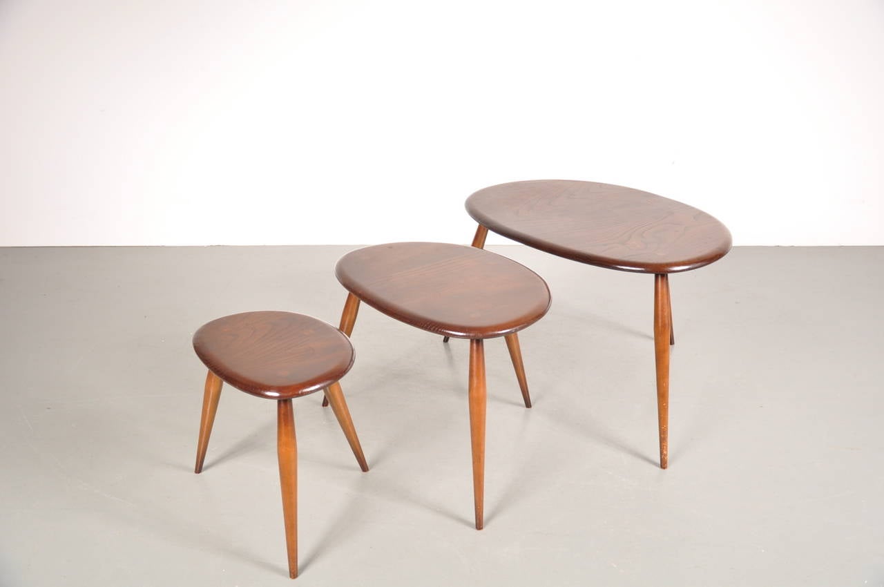 Set of Three Nesting Tables by Lucian Ercolani for Ercol, circa 1950