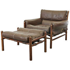 Arne Norell Kontiki Lounge Chair and Ottoman, circa 1950