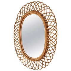Rattan Mirror in the Style of Franco Albini, circa 1950 7