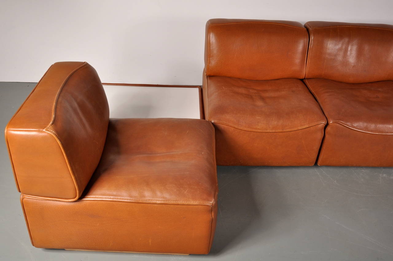 Swiss Leather Sectional Sofa by De Sede, Switzerland circa 1960