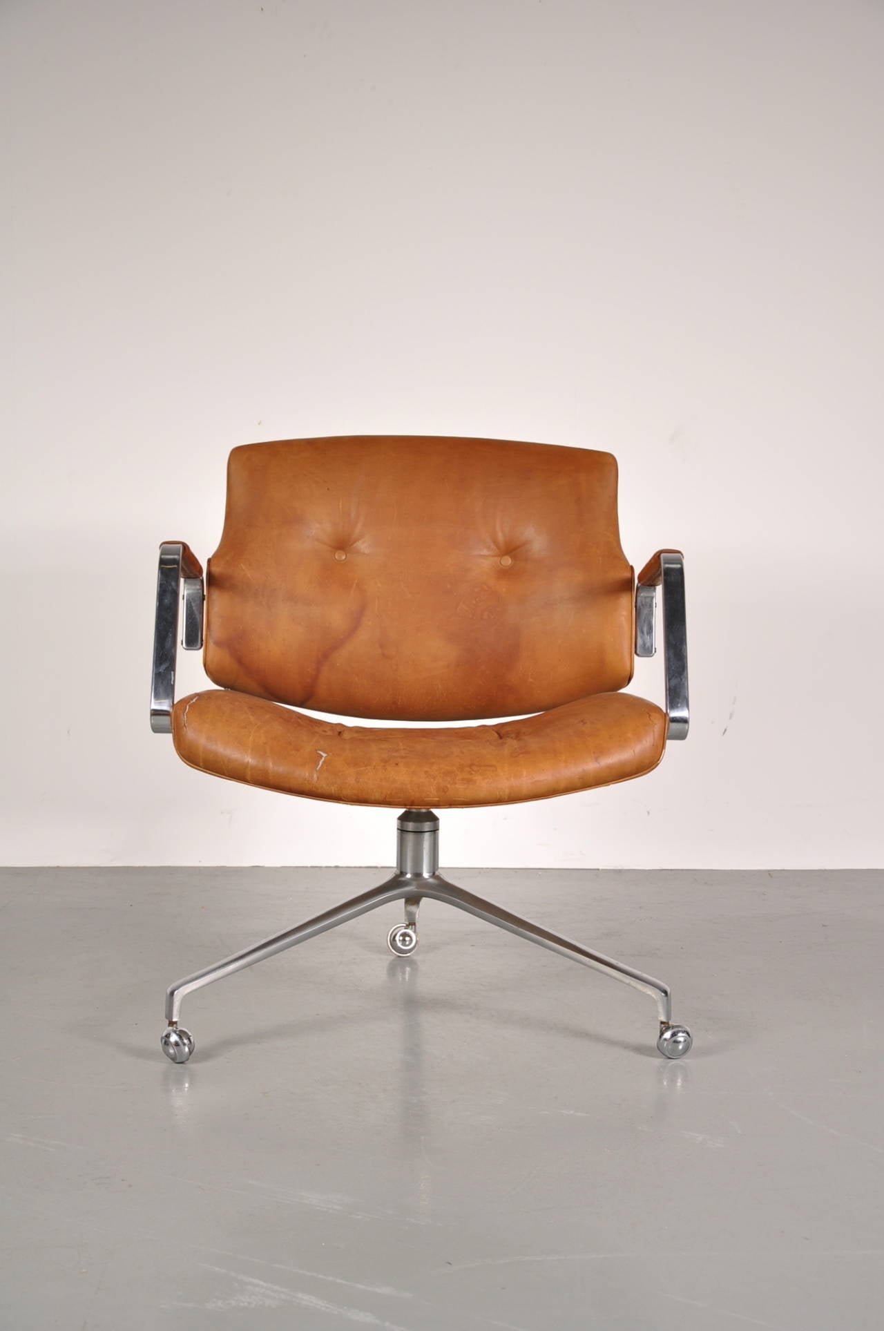 Danish Leather Conforence Chair by Preben Fabricius and Jorgen Kastholm, circa 1960