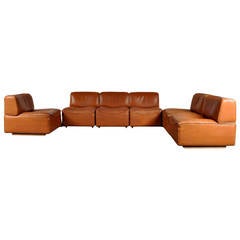 Leather Sectional Sofa by De Sede, Switzerland circa 1960