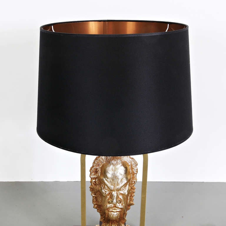 French Messing Table Lamp in the style of Maison Jansen, circa 1970 1
