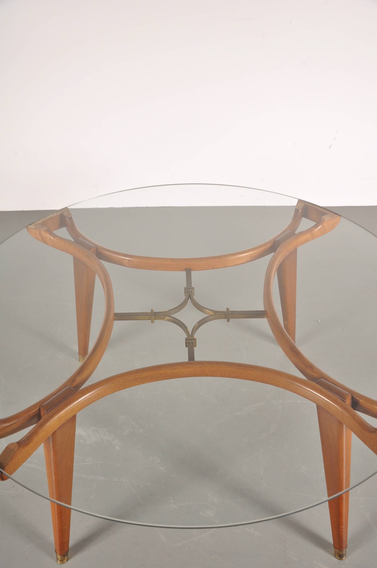 Brass Round Coffee Table by William Watting for Fristo, circa 1955 For Sale