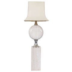 Very Large Rare Maison Barbier Large Travertine Floor Lamp, 1970