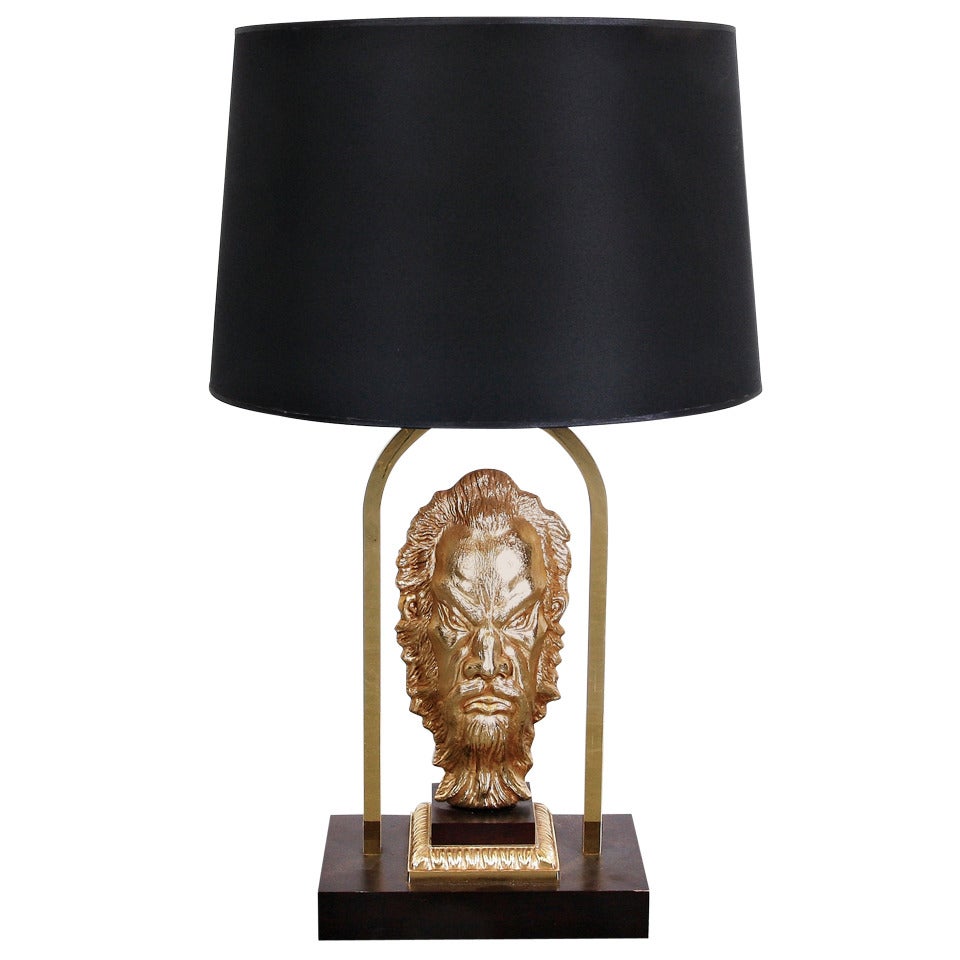 French Messing Table Lamp in the style of Maison Jansen, circa 1970