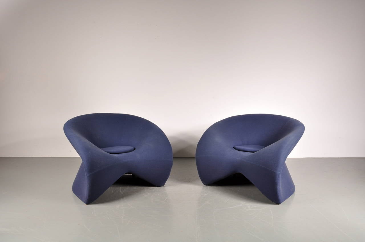 Late 20th Century Set of Two Large Easy Chairs in Pierre Paulin Style, circa 1970