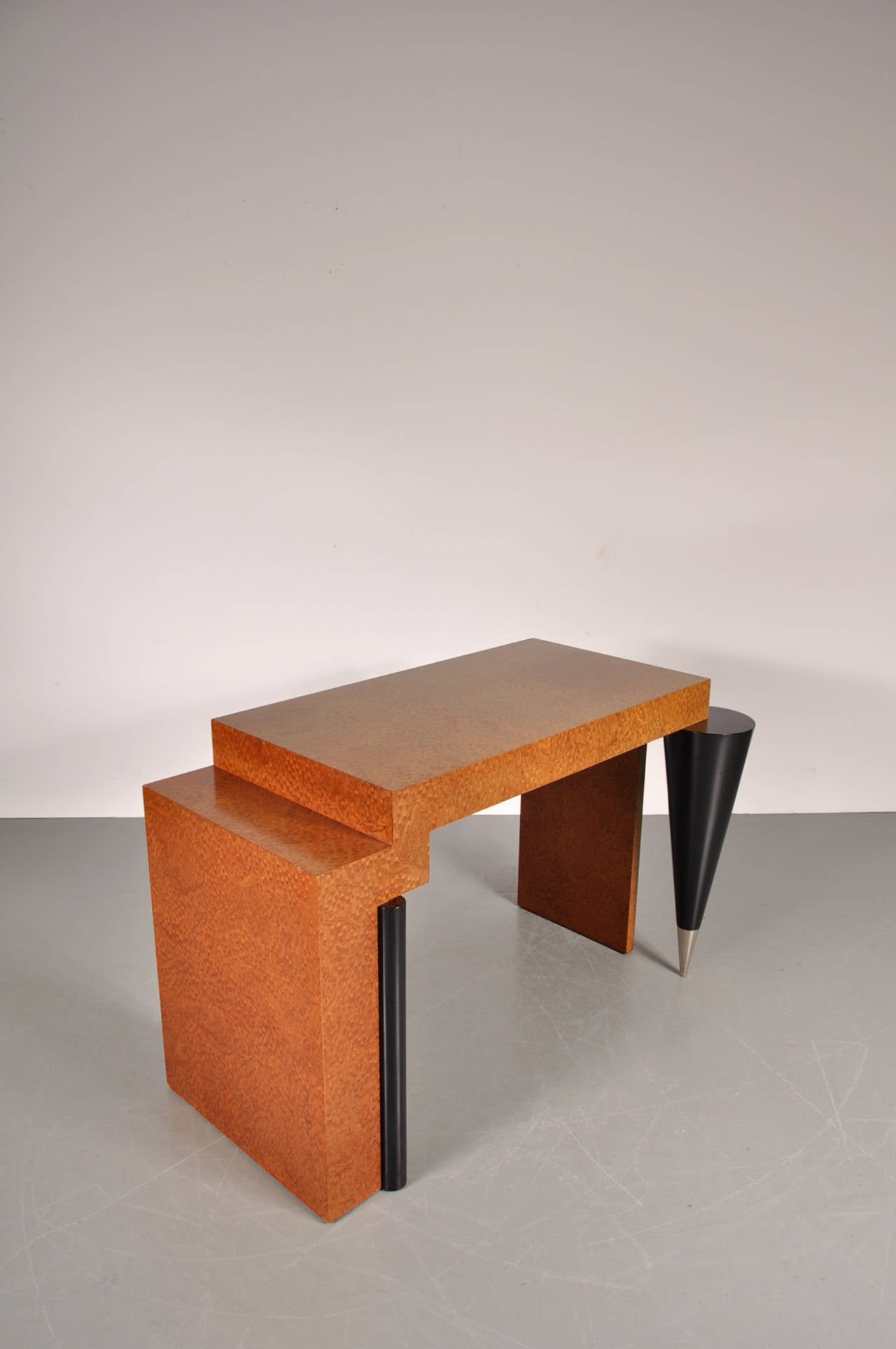 Wood Memphis Style Desk or Console Table, circa 1980