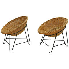 Set of Two French Wicker Chairs, circa 1950 12