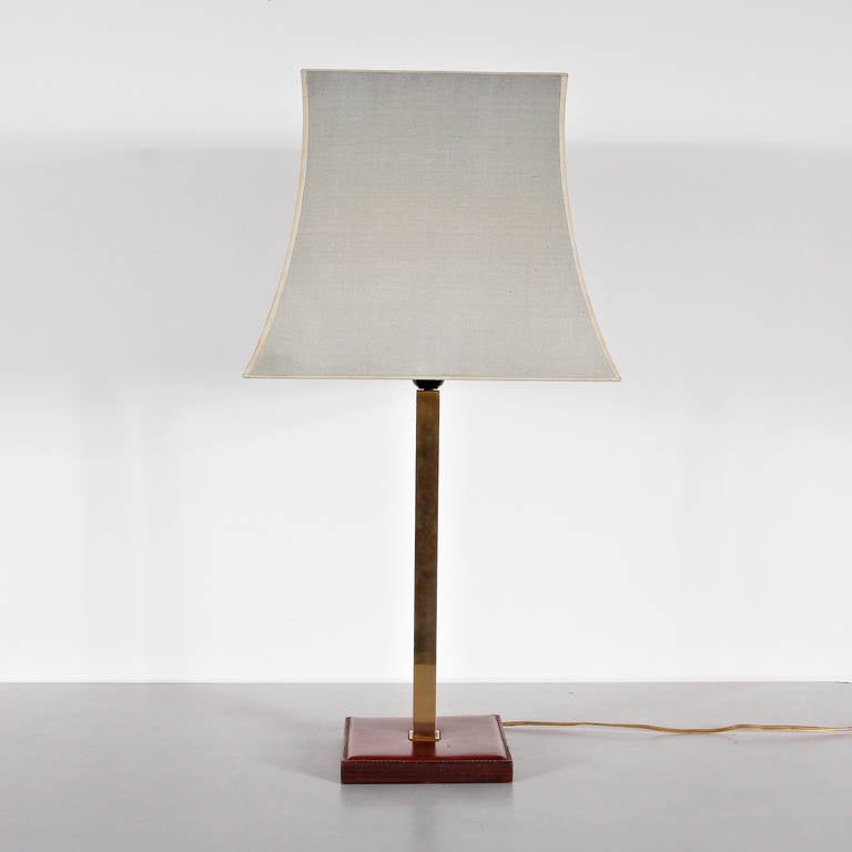 Belgian Delvaux Leather Table Lamp