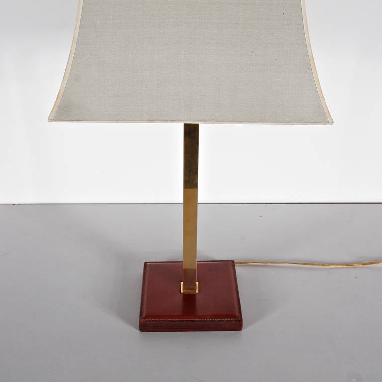 Delvaux Leather Table Lamp In Good Condition In Amsterdam, NL