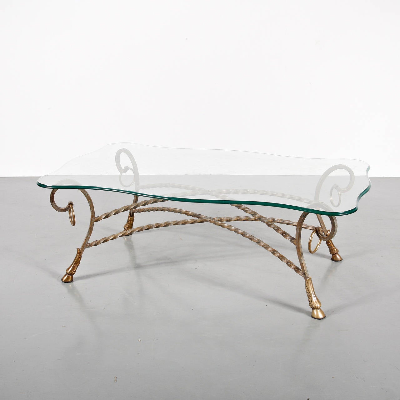 Mid-Century Modern Glass Coffee Table in the Manner of Maison Jansen