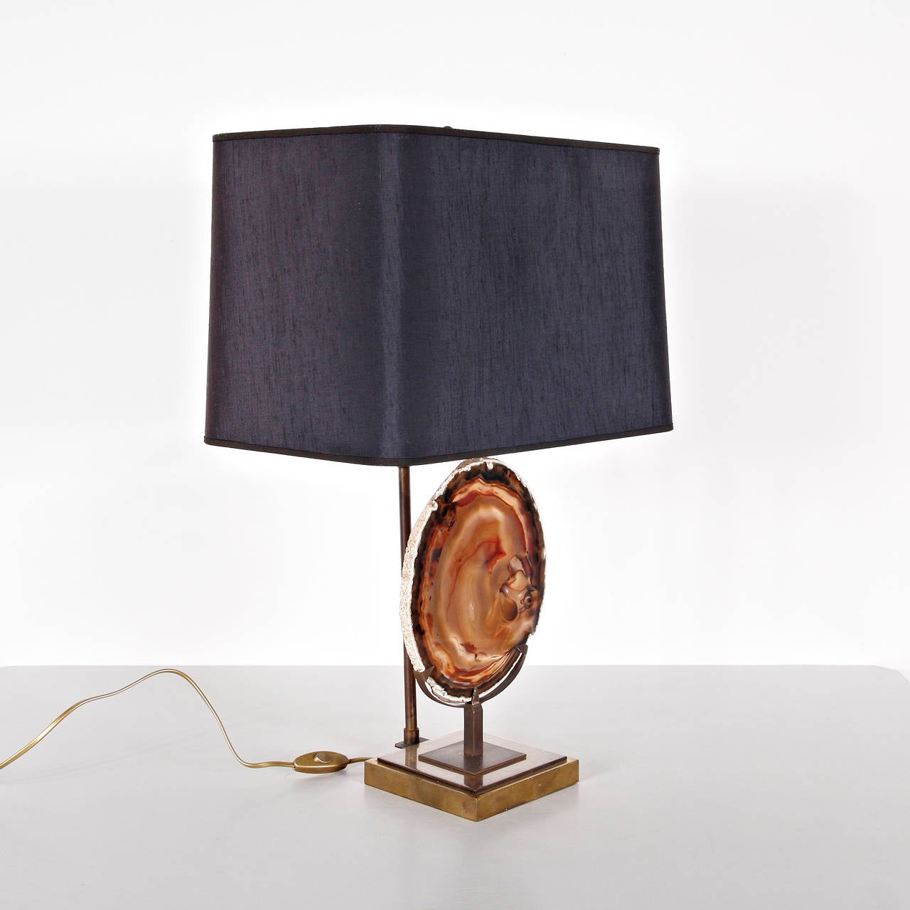 Agate Table Lamp in the Manner of Willy Daro, circa 1970 In Good Condition In Amsterdam, NL