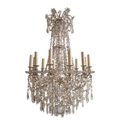 A most attractive silvered bronze and crystal chandelier, attributed to Baccarat