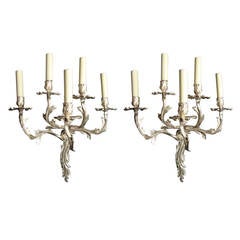 Pair of Silvered Louis XV Style Wall Lights